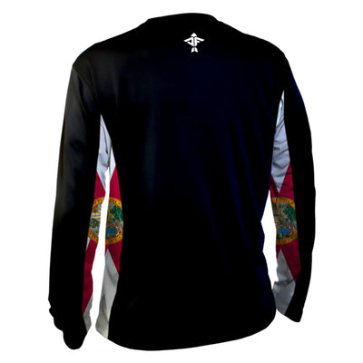 Florida Flag Long Sleeve Performance Mesh Black Shirt - Men's