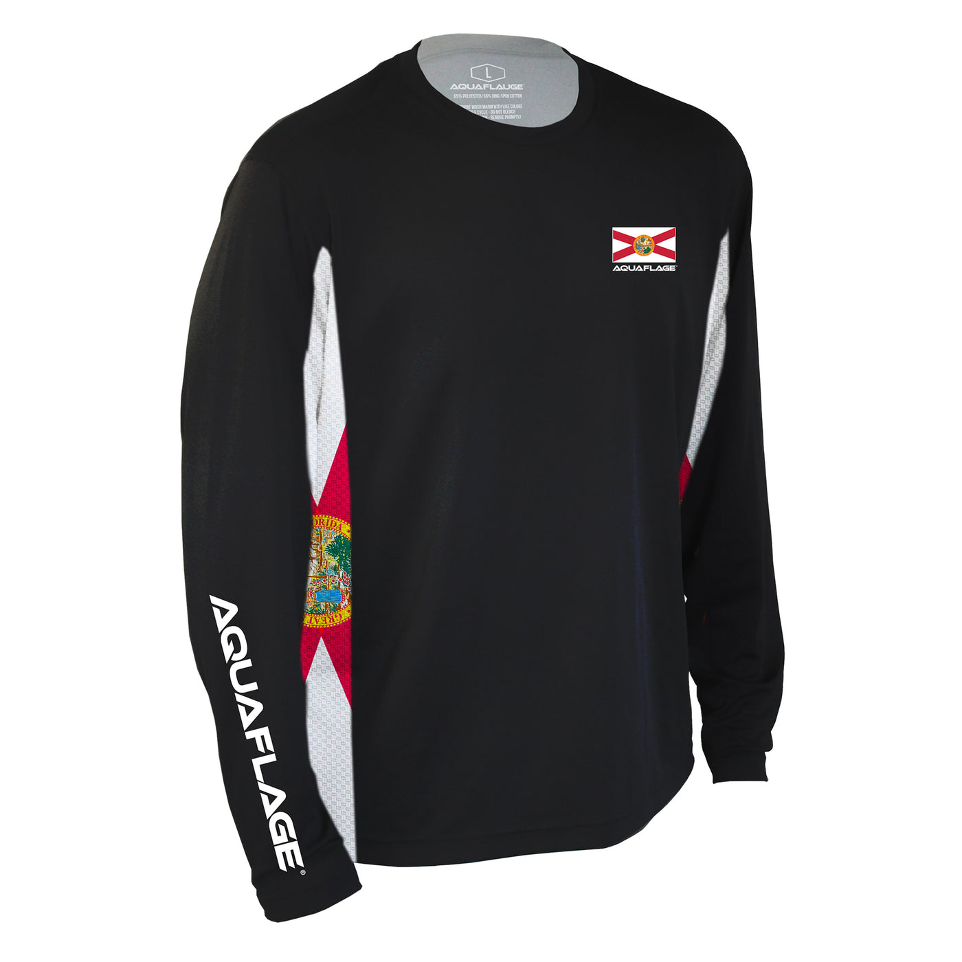 Florida Flag Long Sleeve Performance Mesh Black Shirt - Men's