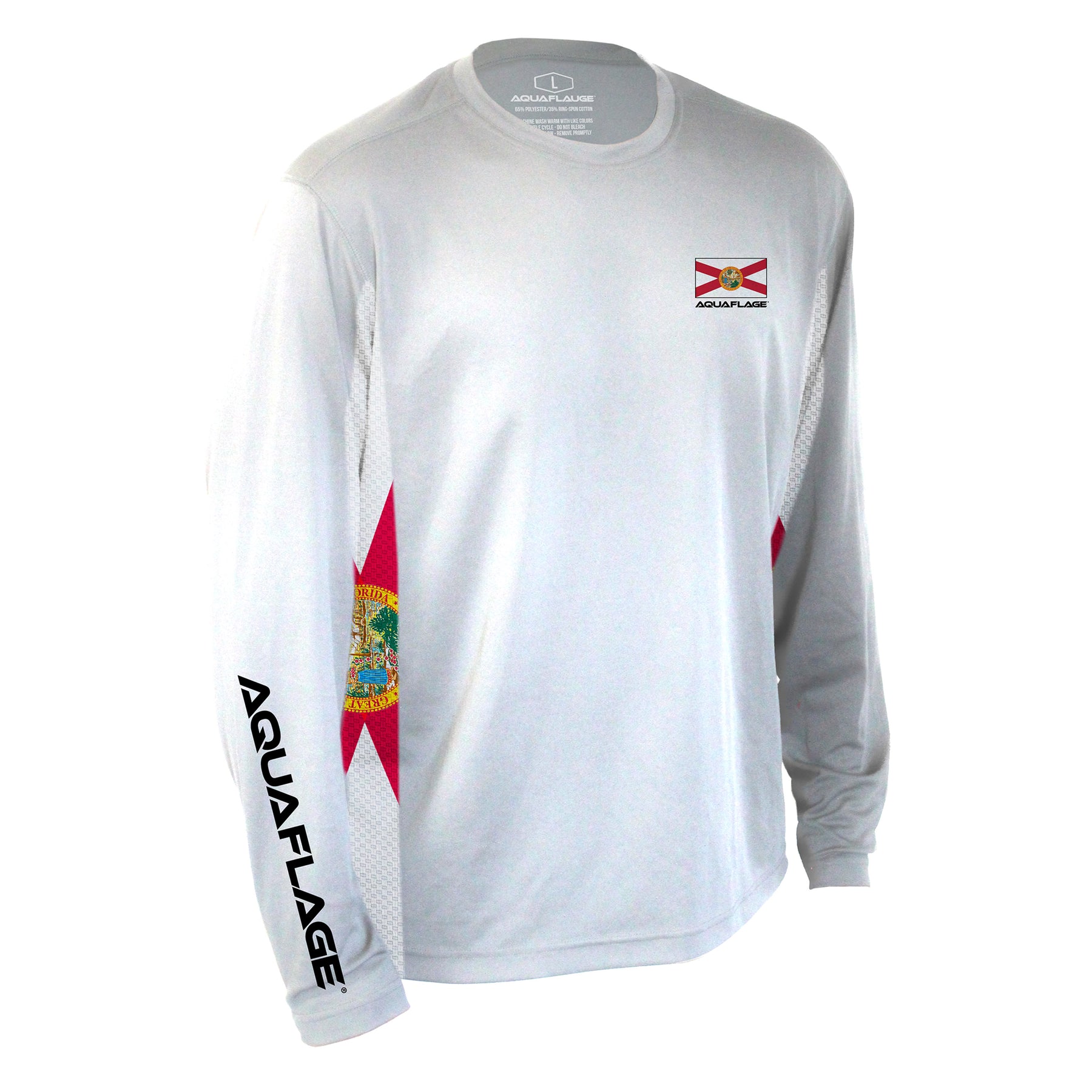 White Florida Flag Long Sleeve Performance Mesh Shirt - Men's