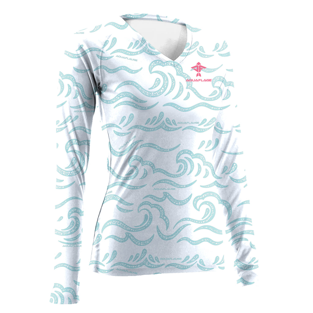 Aquaflage Waves UPF 30 Sun Protection Long Sleeve Performance Shirt 