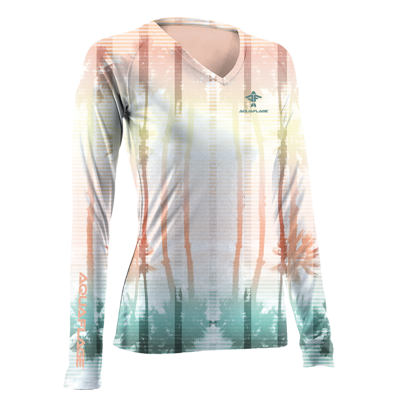 Aquaflage Faded Palms UPF 50 Sun Protection Long Sleeve Performance Shirt - Women's