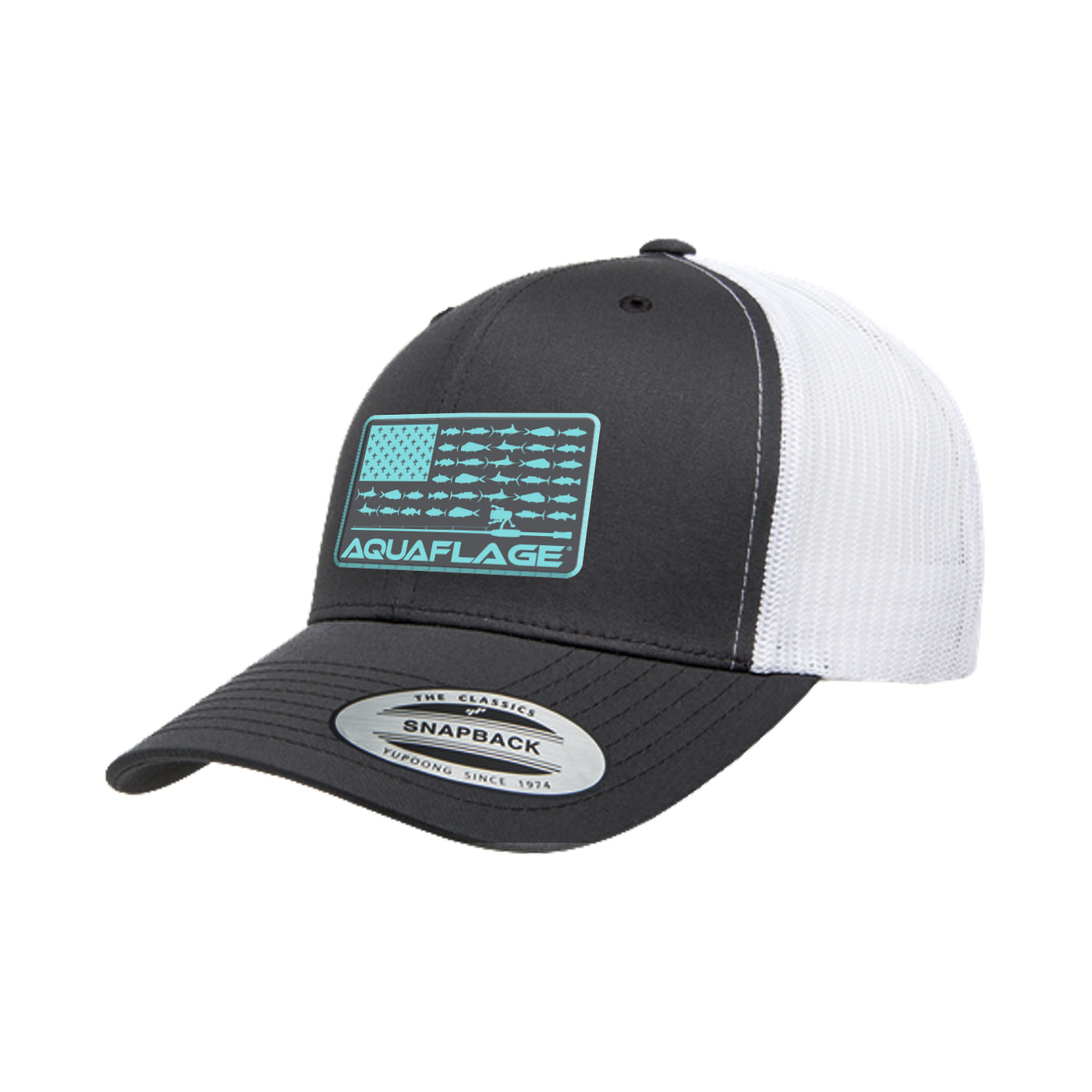 Teal Fish Flag Grey/White Trucker Hat