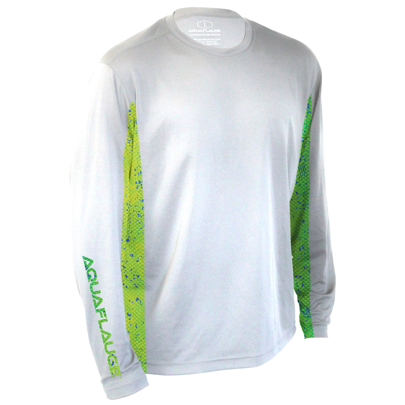 Long Sleeve White Performance Shirt with Green Dorado Mesh - Men's